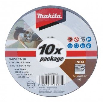 Disco corte inox 115x1x22.23mm 10pç refª D-65953-10 MAKITA Disco corte inox 115x1x22.23mm 10pç refª D-65953-10 MAKITA