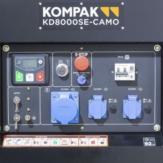 Gerador diesel silencioso monofásico 6.3Kw refª KD8000SE-CAMO Kompak Gerador diesel silencioso monofásico 6.3Kw refª KD8000SE-CAMO Kompak
