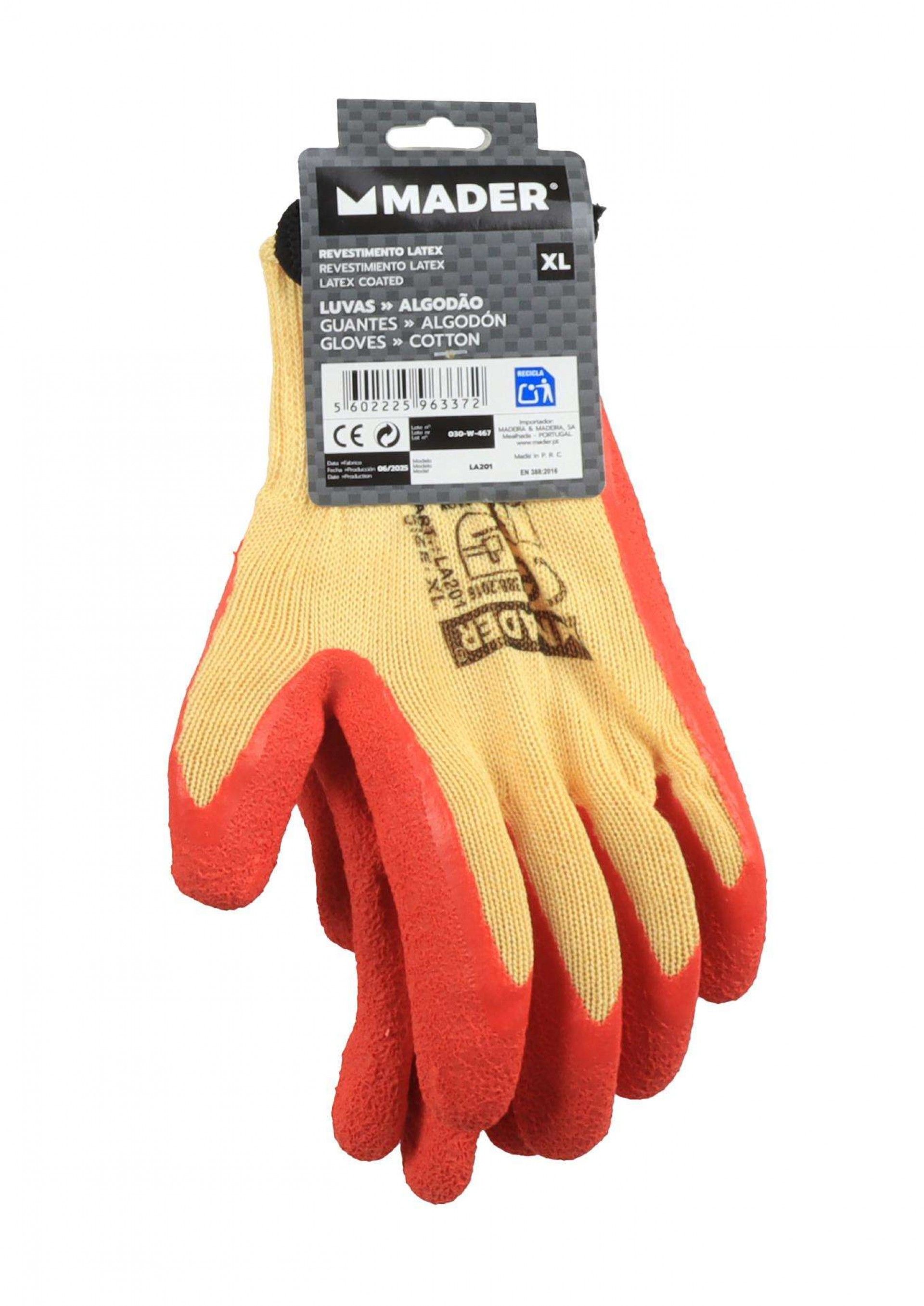 Luvas de Proteção, Algodão + Latex, XL refª 96337 MADER