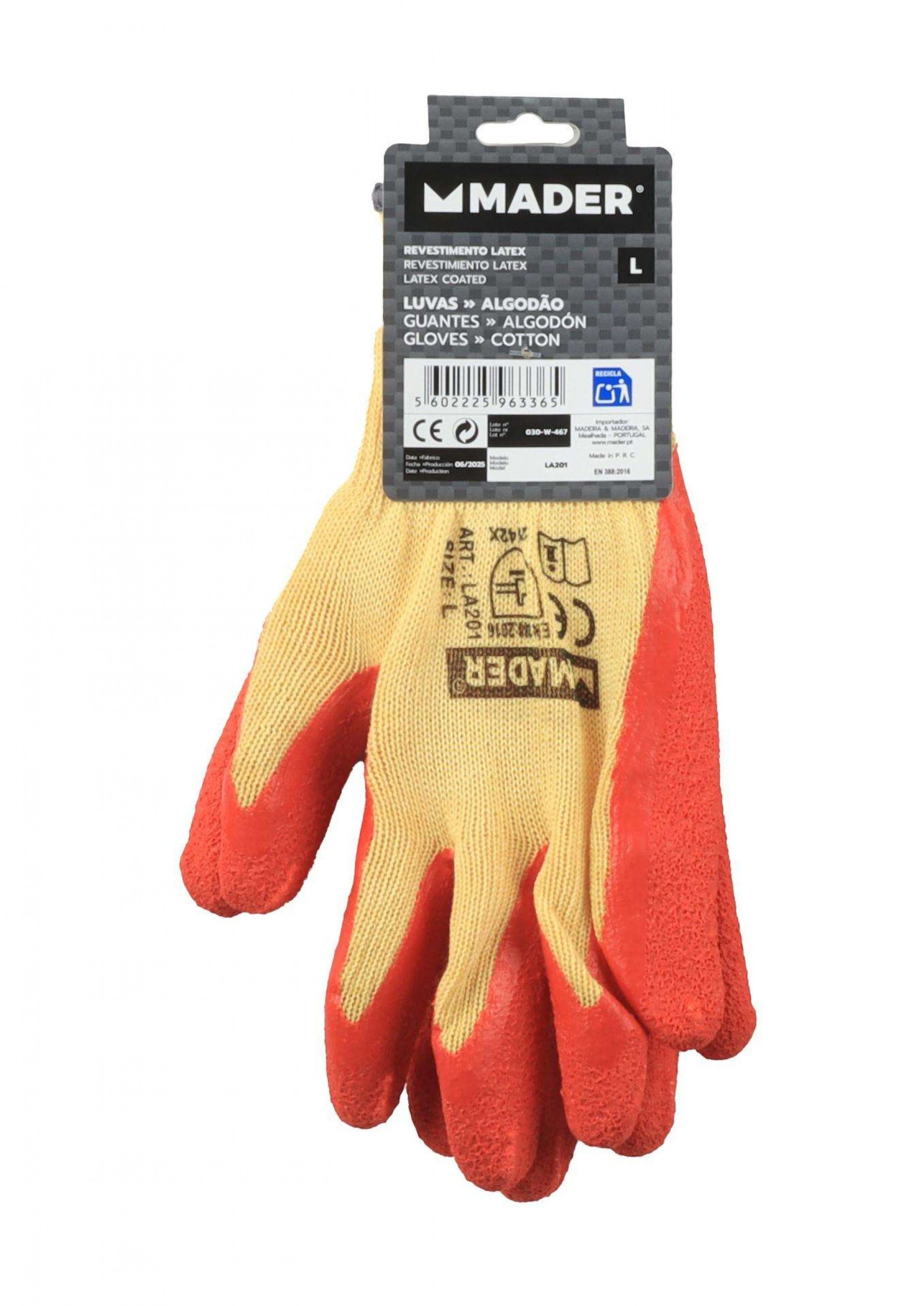 Luvas de Proteção, Algodão + Latex, L refª 96336 MADER