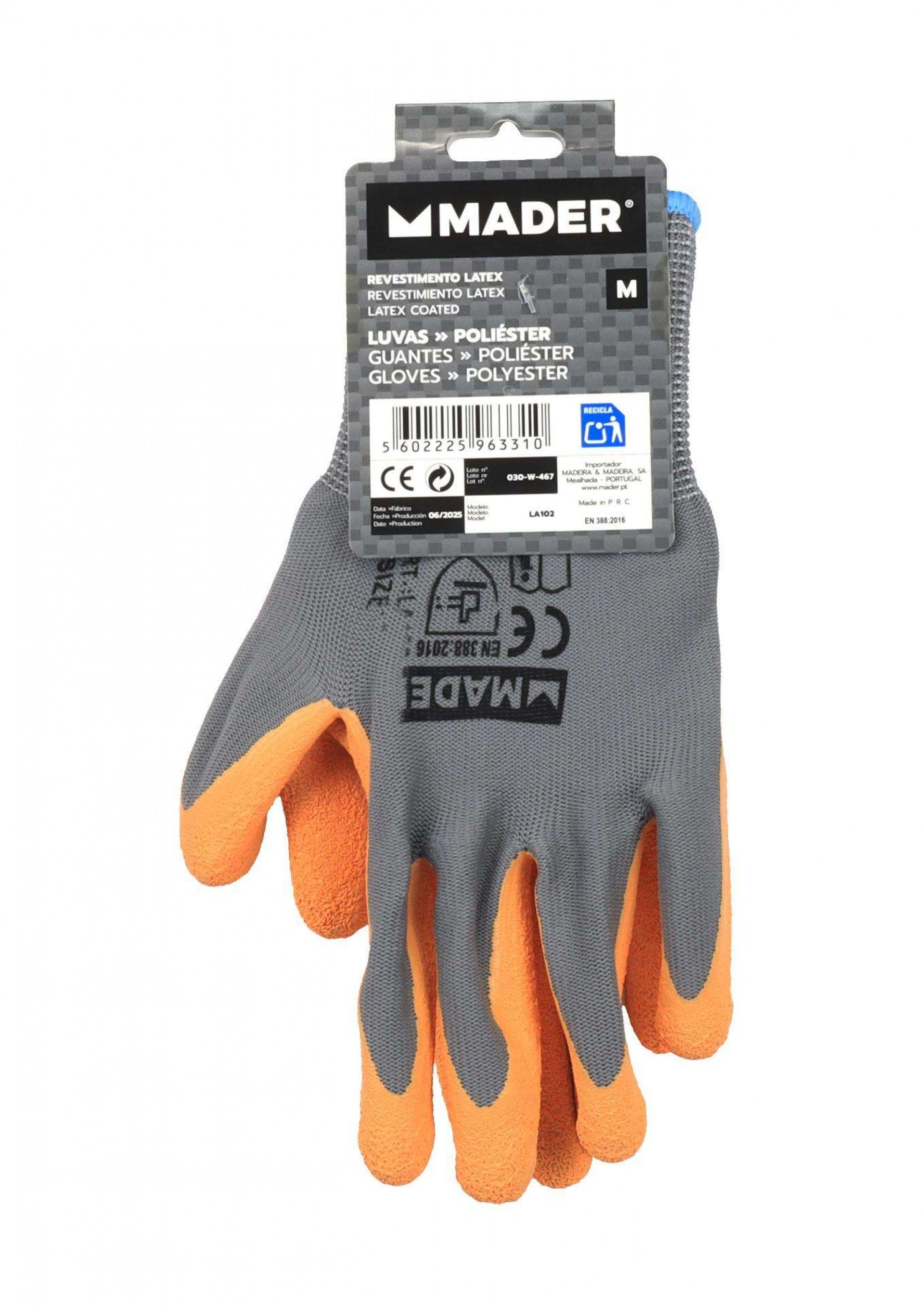 Luvas de Proteção, Polyester + Latex, M refª 96331 MADER