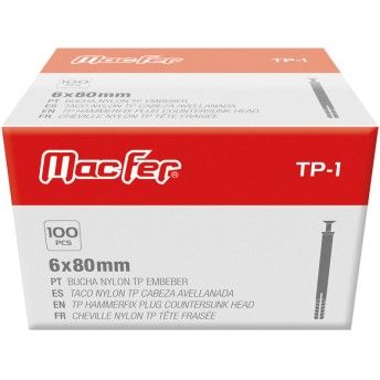 Bucha nylon TP-1 6x40mm cx 100pç refª 121.0025 MACFER Bucha nylon TP-1 6x40mm cx 100pç refª 121.0025 MACFER