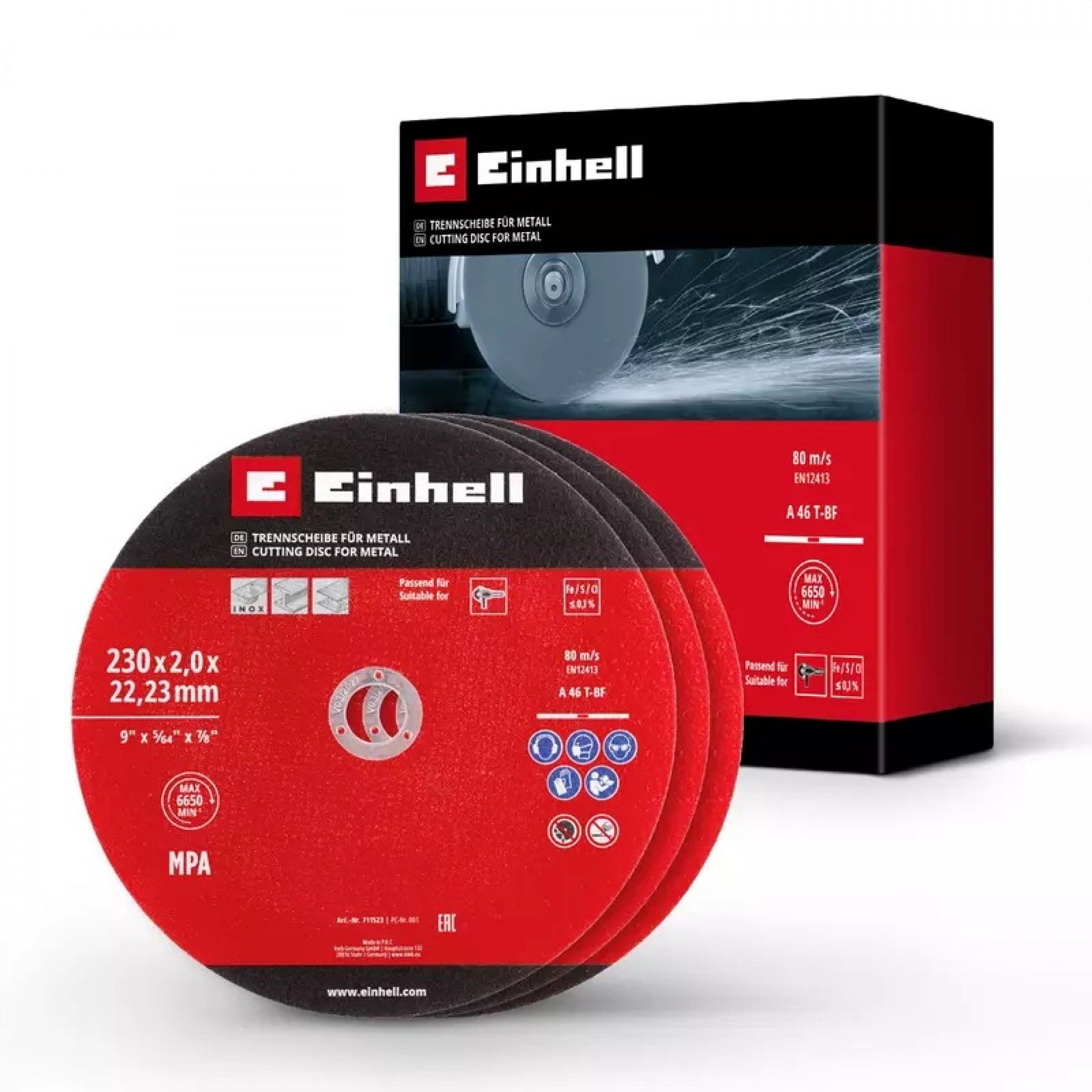 Pack discos 230x2mm p/inox 3pç refª 49711523 Einhell