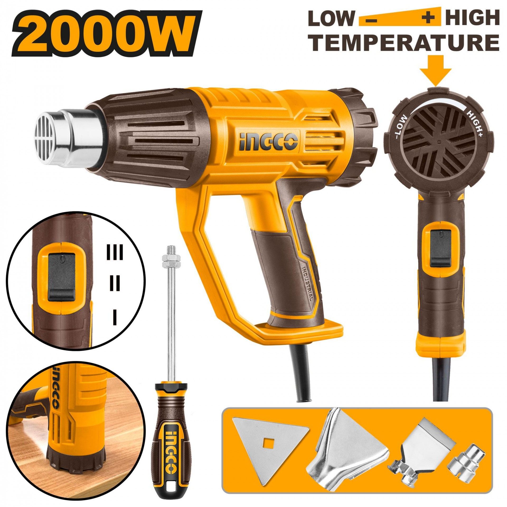 Pistola de calor regulável 2000w refª HG200047 IngCo