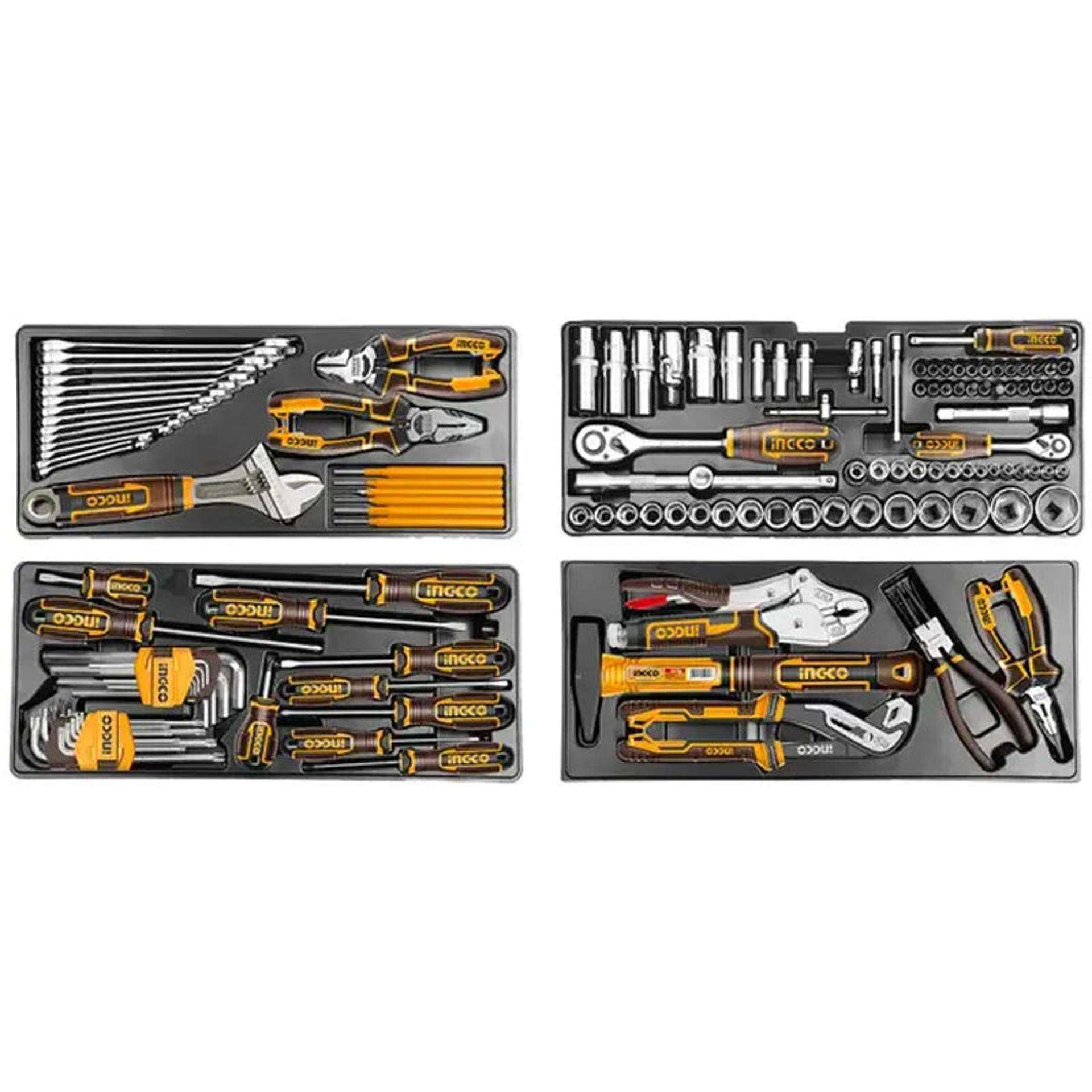 Conjunto 132 ferramentas com mala metálica 4 gavetas refª HTCS221321 IngCo