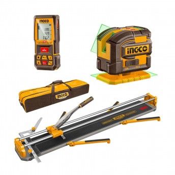 Kit Máquina corte azuleijos 1200mm + Nivel 5 linhas + Medidor distancias laser refª COS251011 Ingco Kit Máquina corte azuleijos 1200mm + Nivel 5 linhas + Medidor distancias laser refª COS251011 Ingco