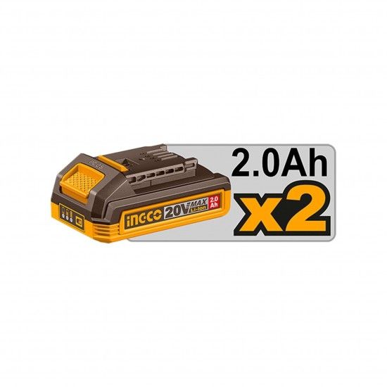 Pack Aparafusadora + Chave impacto + 2bat 2Ah + carregador + mala refª CKLI20286E Ingco Pack Aparafusadora + Chave impacto + 2bat 2Ah + carregador + mala refª CKLI20286E Ingco