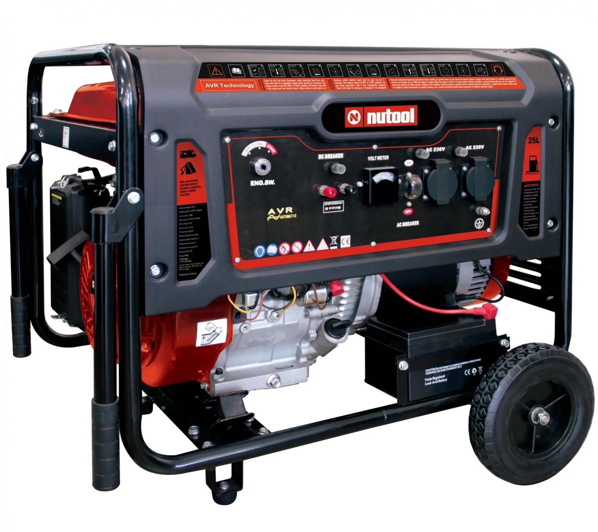 Gerador 7.5Kw 16hp AVR monofásico refª NG7500E NUTOOL