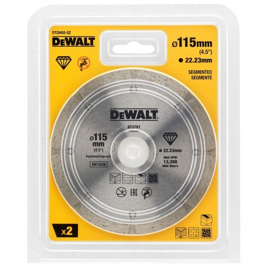 Disco diamantado segmentado 125mm 2 unidades refª DT20455-QZ DEWALT Disco diamantado segmentado 125mm 2 unidades refª DT20455-QZ DEWALT