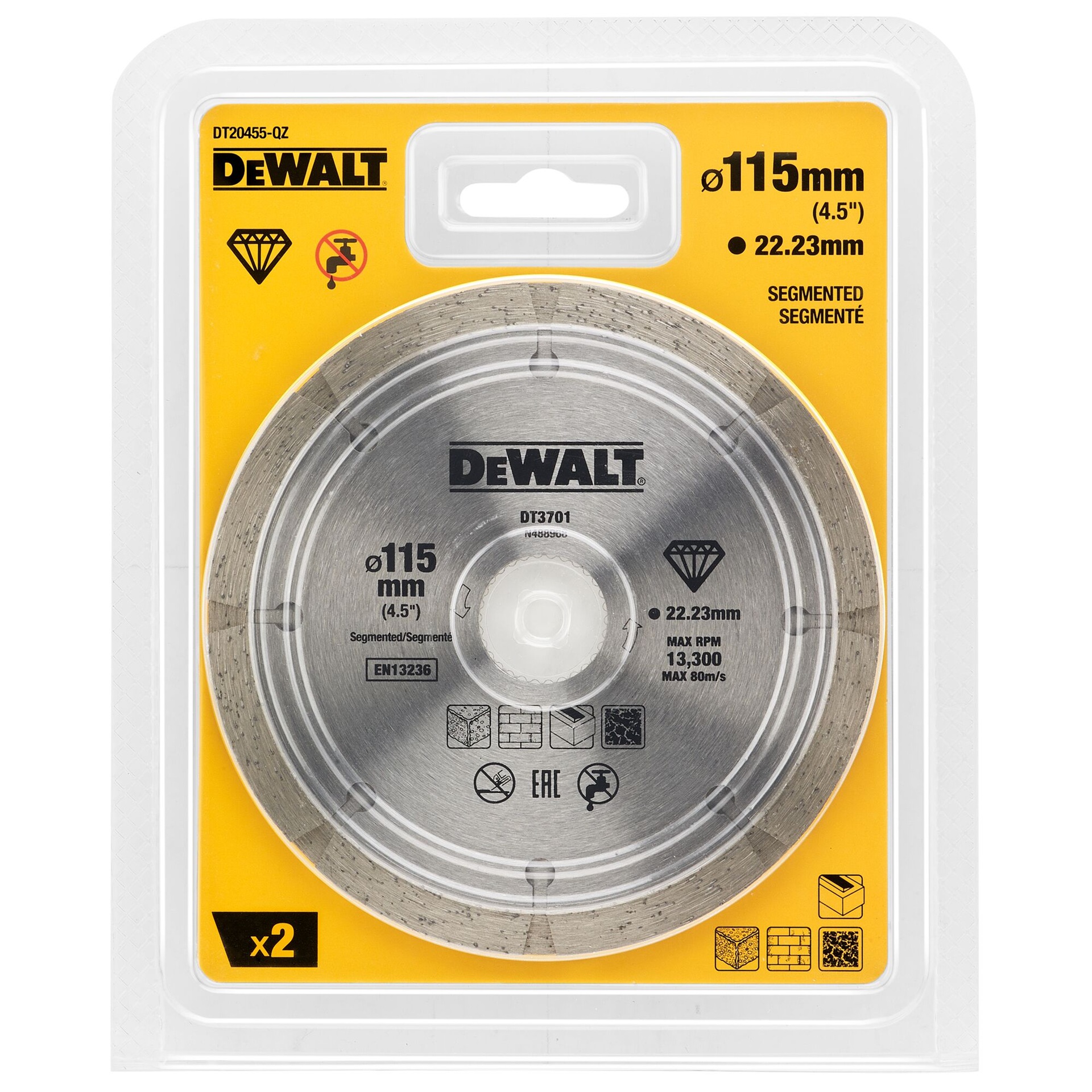 Disco diamantado segmentado 125mm 2 unidades refª DT20455-QZ DEWALT