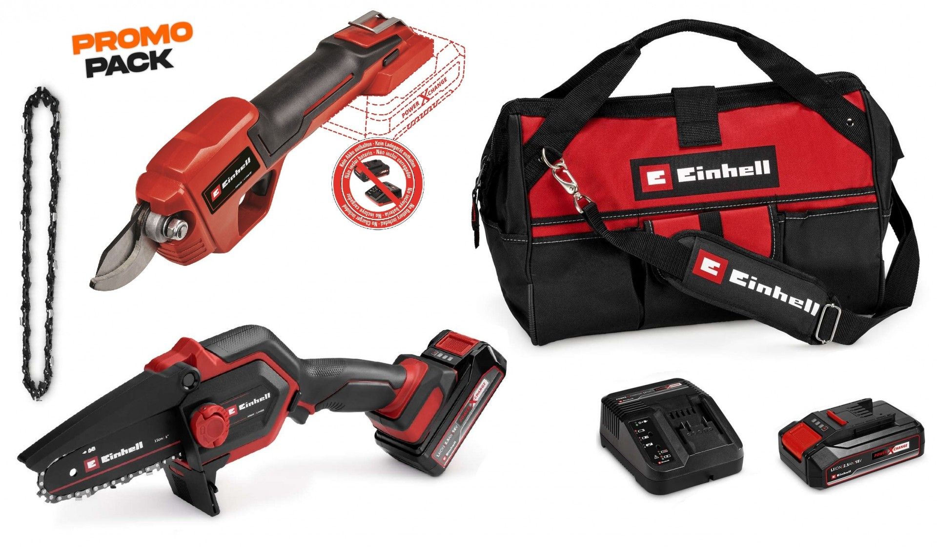 Serra podadora GE-PS 18/15 Li Kit 4600043 + Tesoura GE-LS 18 Li-SOLO 3408300 refª 5120253012 EINHELL