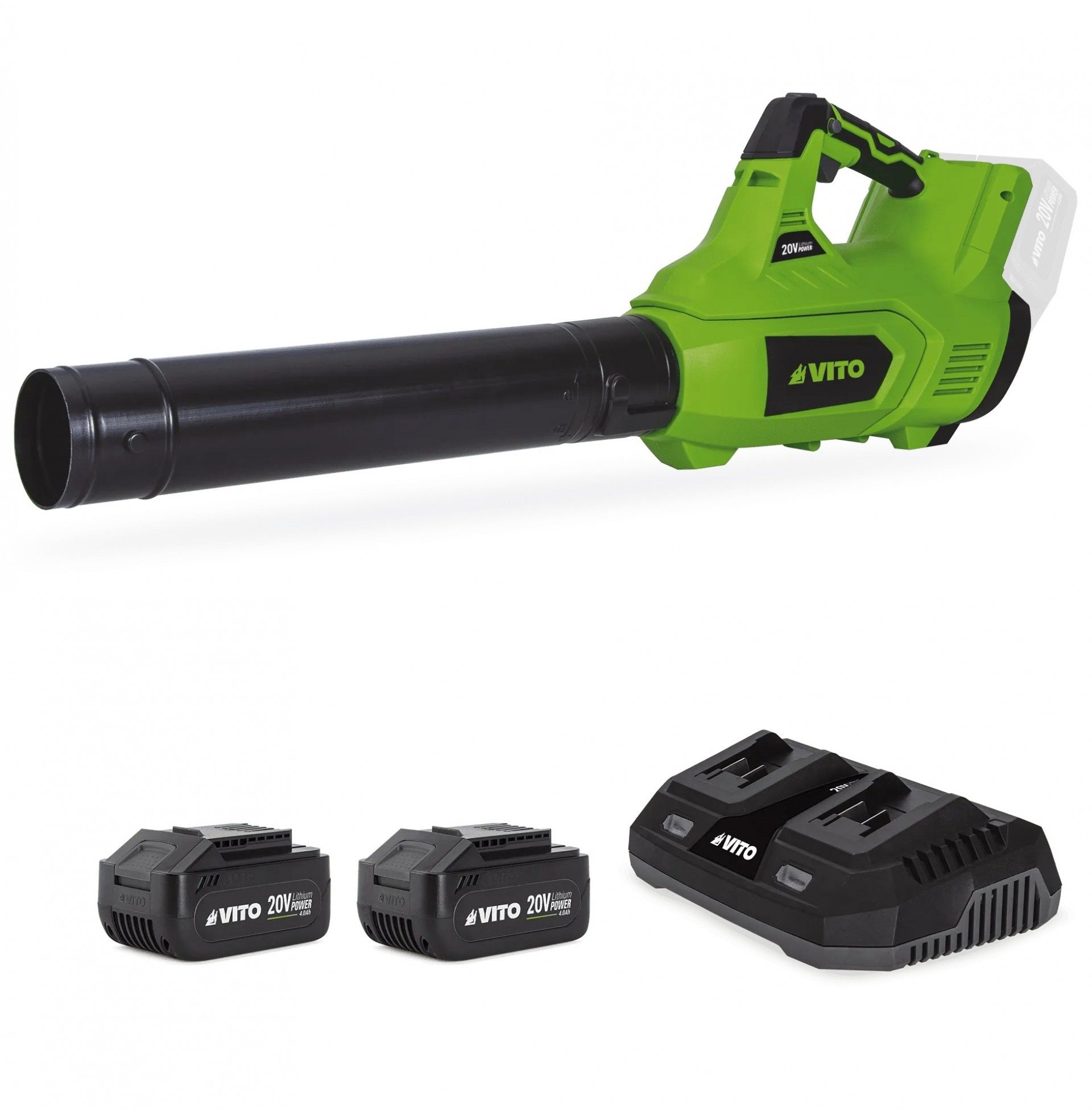 Soprador 40v li + 2 baterias 4.0Ah + carregador duplo refª VIBCSSFL402B4CD VITO