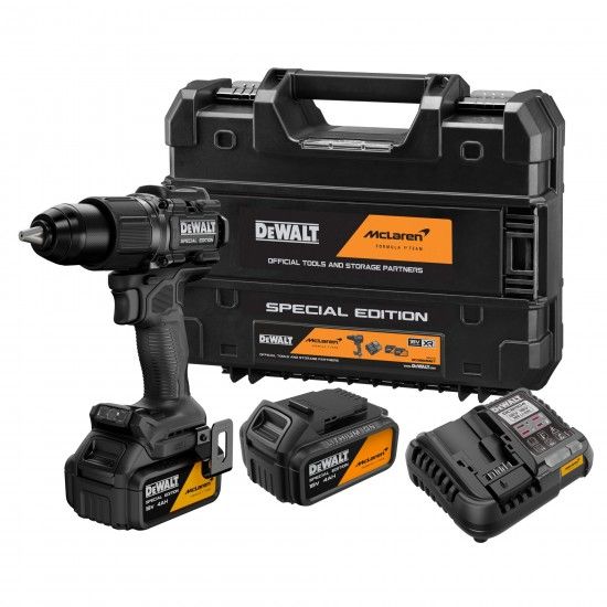 Aparafusadora XR 18V + 2 Bat 4.0Ah + carregador + mala McLaren edition refª DCD86MM2T-QW DEWALT Aparafusadora XR 18V + 2 Bat 4.0Ah + carregador + mala McLaren edition refª DCD86MM2T-QW DEWALT