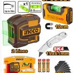 Kit Nivel Laser 2 Linhas + Mini Nível Manual + X-acto refª COSLL251002 Ingco Kit Nivel Laser 2 Linhas + Mini Nível Manual + X-acto refª COSLL251002 Ingco