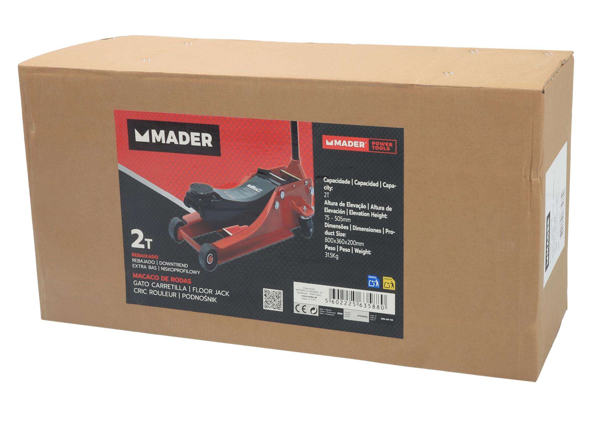 Macaco Rodas, Hidráulico, 2Ton, Rebaixado refª 63588 MADER