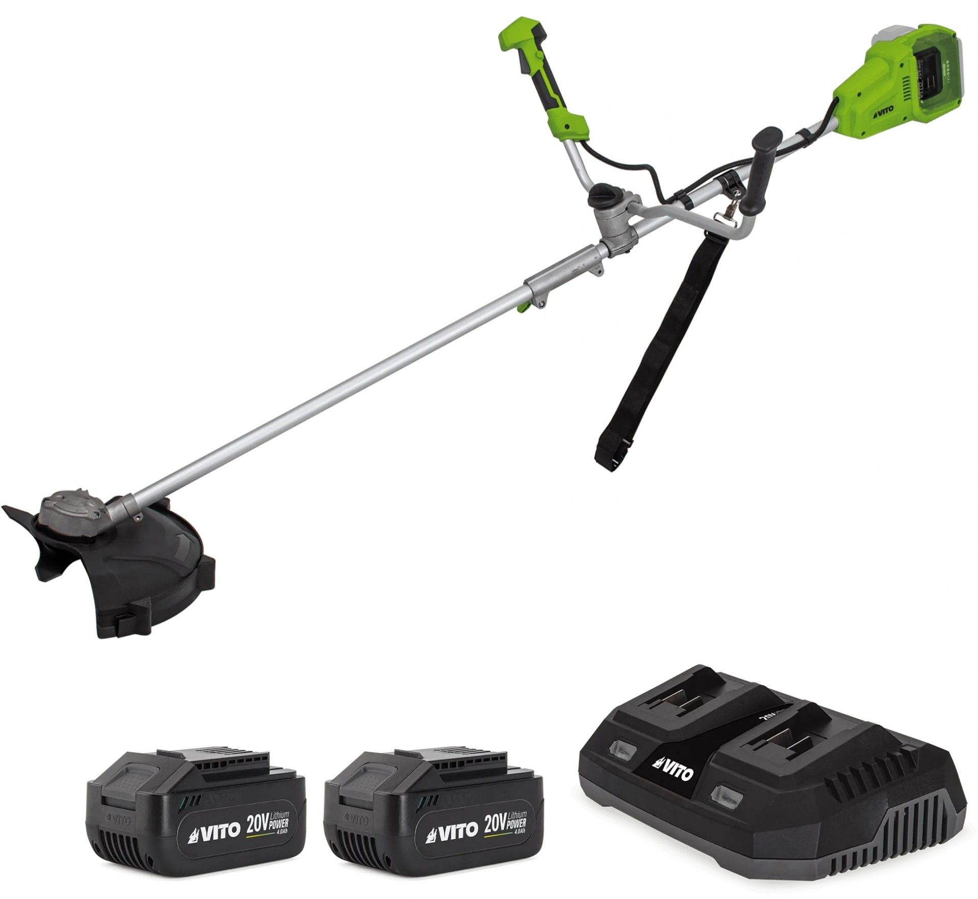 Roçadora 40v + 2 bat. 4ah + carregador duplo refª VIBCRSBSFL402B4CD VITO