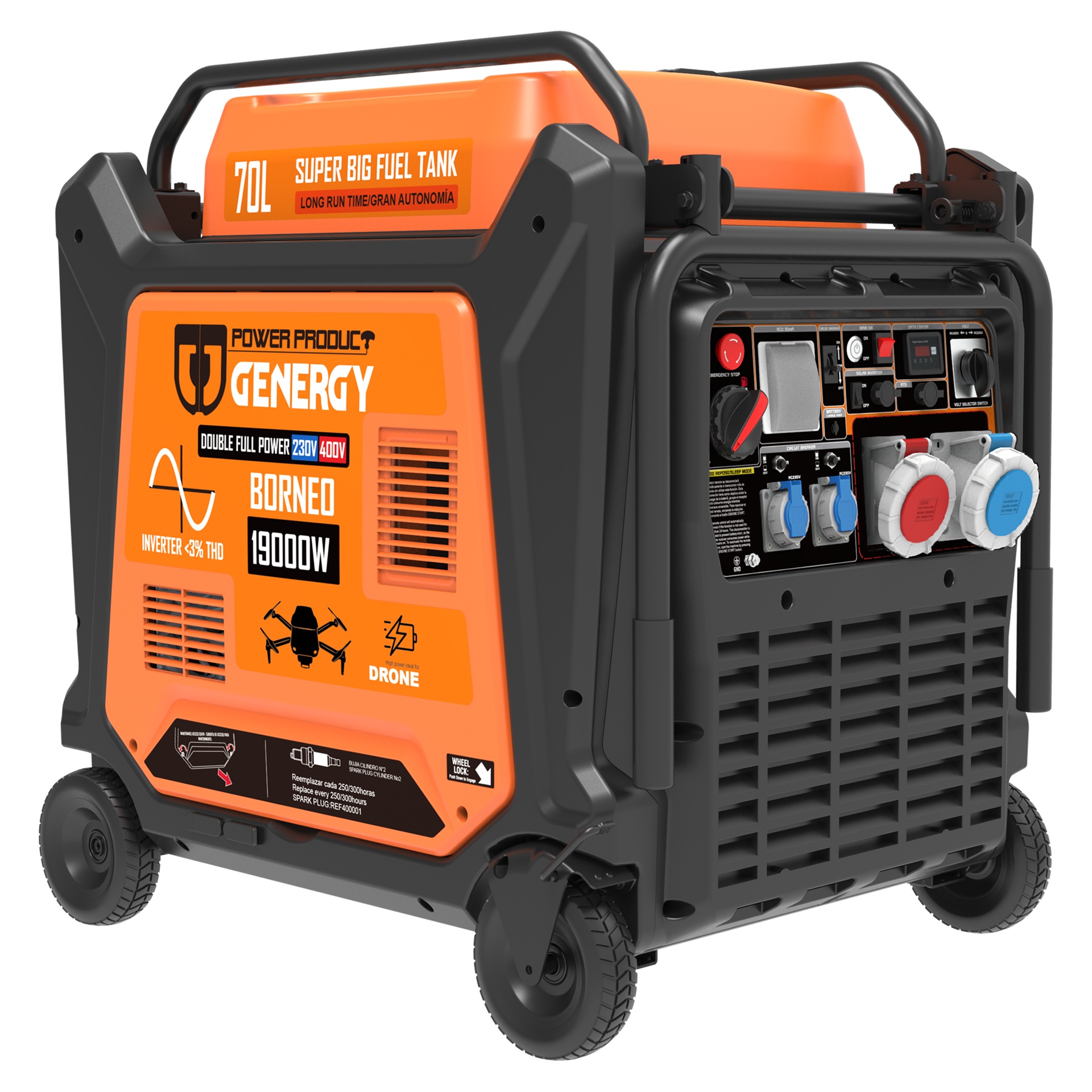 Gerador mono/trifásico Borneo 19000W RC-SOL-ATS refª 31033 Genergy