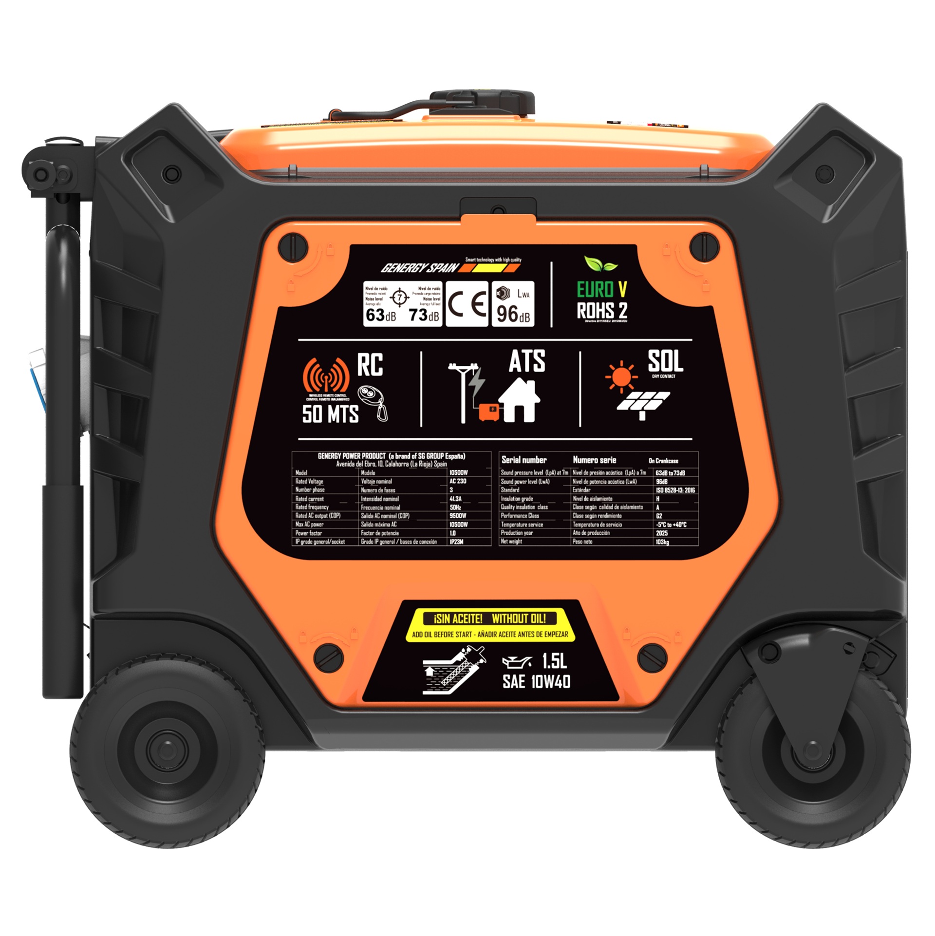 Gerador monofásico 10500W Java RC-SOL-ATS refª 31031 GENERGY