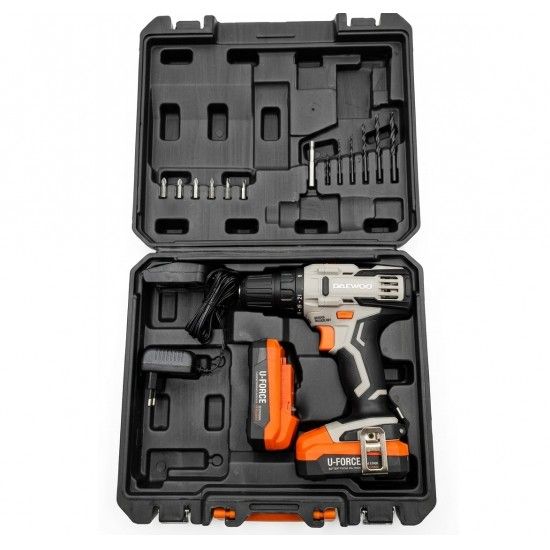 Berbequim 18V + 2 Baterias 2.0Ah + Carregador + Mala refª DALD18-P1CBK Daewoo Berbequim 18V + 2 Baterias 2.0Ah + Carregador + Mala refª DALD18-P1CBK Daewoo