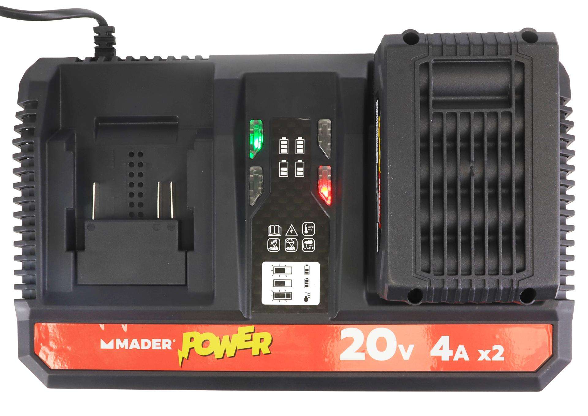Carregador para Bateria, Duplo, 20V, 2x4A - MADER POWER® refª 74700 MADER