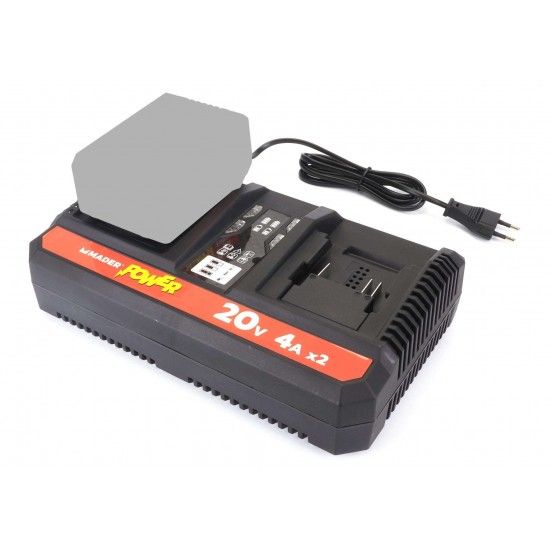Carregador para Bateria, Duplo, 20V, 2x4A - MADER POWER® refª 74700 MADER Carregador para Bateria, Duplo, 20V, 2x4A - MADER POWER® refª 74700 MADER