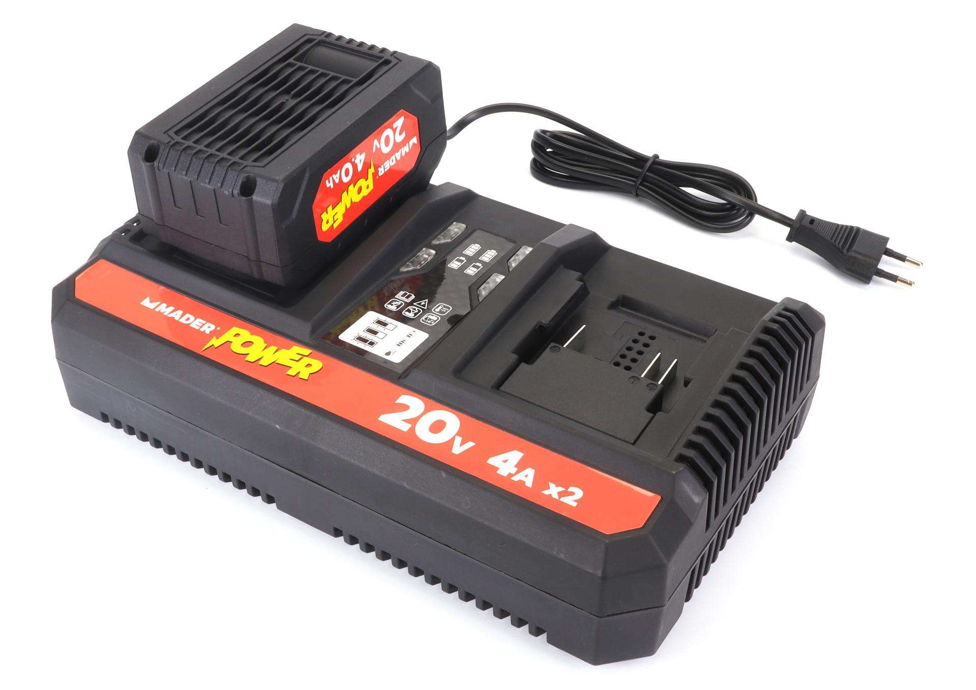 Carregador para Bateria, Duplo, 20V, 2x4A - MADER POWER® refª 74700 MADER