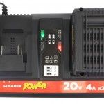 Carregador para Bateria, Duplo, 20V, 2x4A - MADER POWER® refª 74700 MADER Carregador para Bateria, Duplo, 20V, 2x4A - MADER POWER® refª 74700 MADER