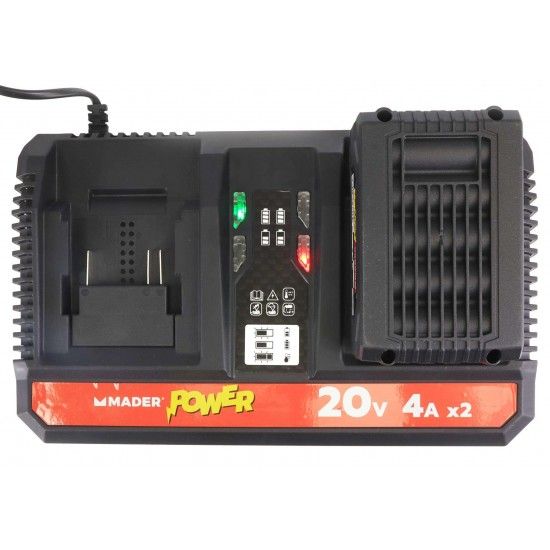 Carregador para Bateria, Duplo, 20V, 2x4A - MADER POWER® refª 74700 MADER Carregador para Bateria, Duplo, 20V, 2x4A - MADER POWER® refª 74700 MADER