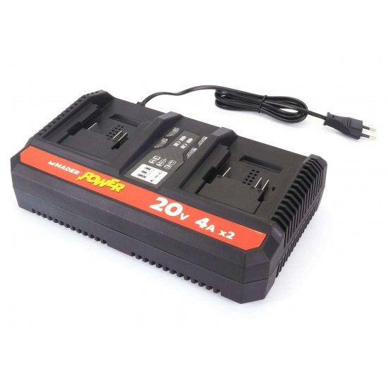 Carregador para Bateria, Duplo, 20V, 2x4A - MADER POWER® refª 74700 MADER Carregador para Bateria, Duplo, 20V, 2x4A - MADER POWER® refª 74700 MADER