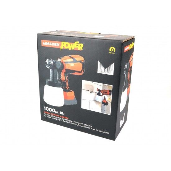 Pistola de Pintura, a Bateria, 18V, 1L - MADER POWER® refª 74120 MADER Pistola de Pintura, a Bateria, 18V, 1L - MADER POWER® refª 74120 MADER