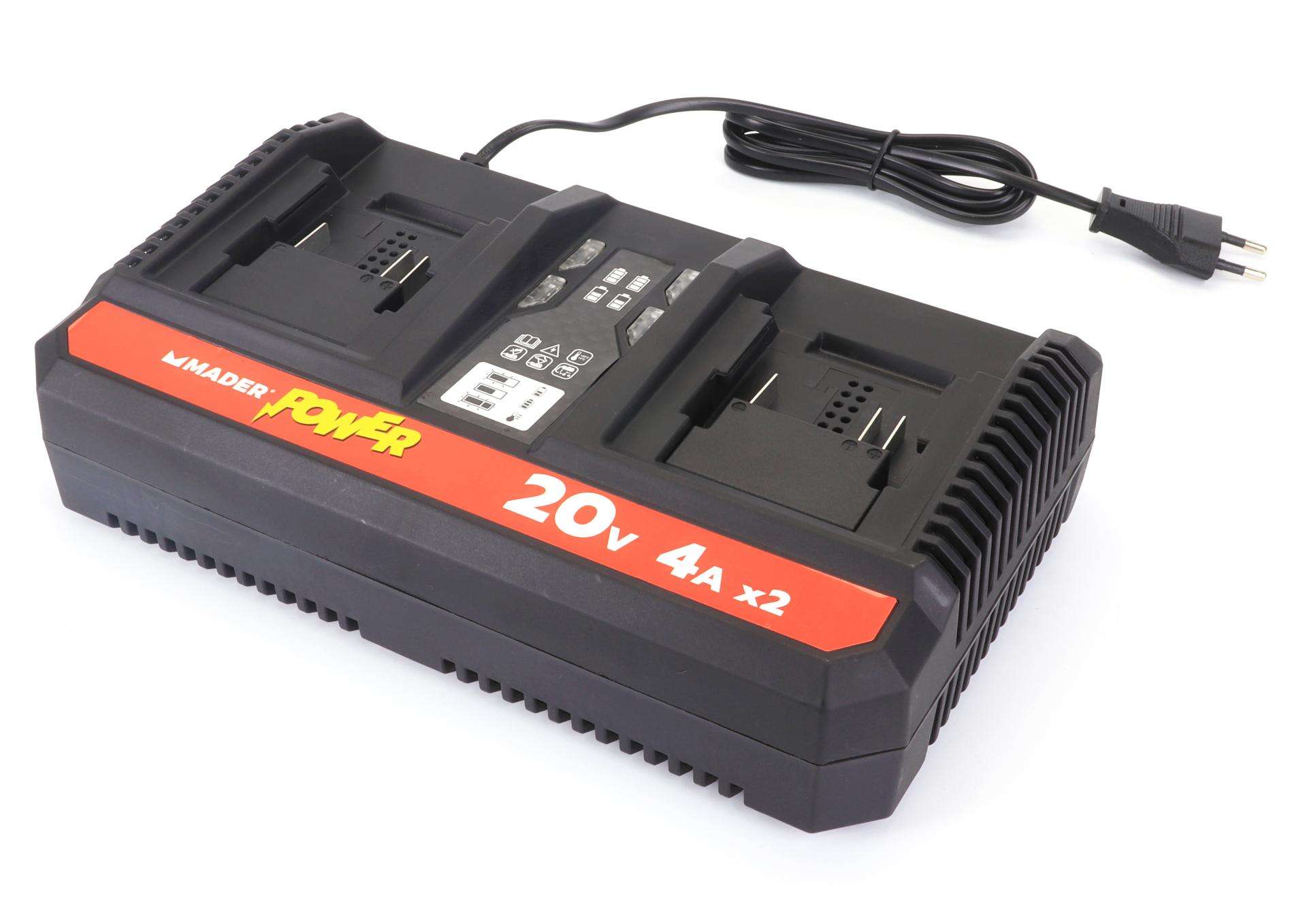 Carregador para Bateria, Duplo, 20V, 2x4A - MADER POWER® refª 74700 MADER