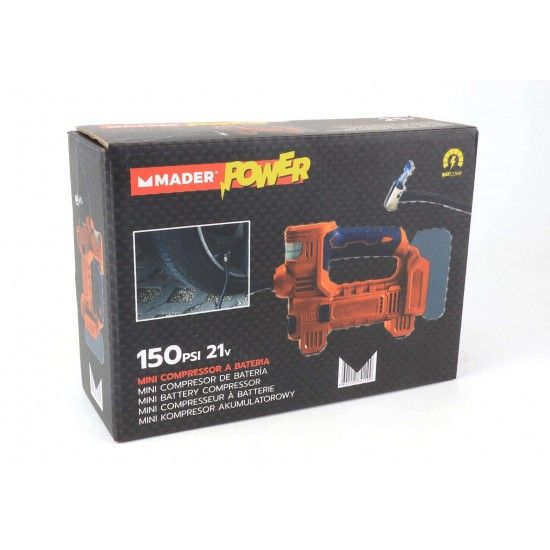 Mini Compressor, a Bateria, 21V, 150PSI - MADER POWER® refª 74110 MADER Mini Compressor, a Bateria, 21V, 150PSI - MADER POWER® refª 74110 MADER