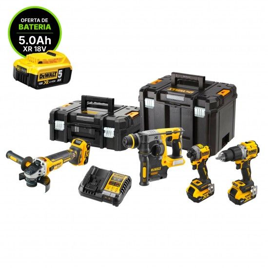 Kit Combo 4 18V Máquinas DCD805 + DCF850 + DCG405 + DCH273 + oferta extra 1 Bateria 5Ah DCB184 refª Kit Combo 4 18V Máquinas DCD805 + DCF850 + DCG405 + DCH273 + oferta extra 1 Bateria 5Ah DCB184 refª