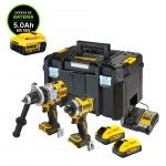 Kit Berbequim Percuss�o DCD1007 + Aparafusadora Impacto DCF860 + 2 Bat. 5Ah + Mala TSTAK + oferta ex