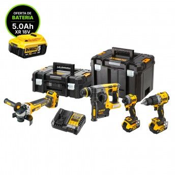Kit Combo 4 18V Máquinas DCD805 + DCF850 + DCG405 + DCH273 + oferta extra 1 Bateria 5Ah DCB184 refª Kit Combo 4 18V Máquinas DCD805 + DCF850 + DCG405 + DCH273 + oferta extra 1 Bateria 5Ah DCB184 refª