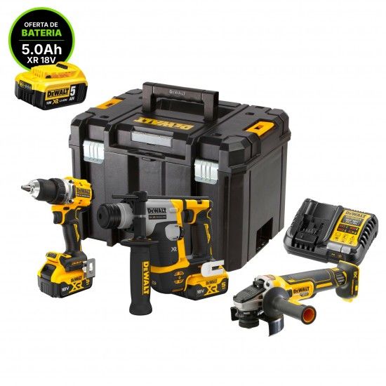 KIT Aparafusadora [DCD800] + Rebarbadora [DCG405] +Martelo [DCH172] + oferta extra 1 Bateria 5Ah DCB