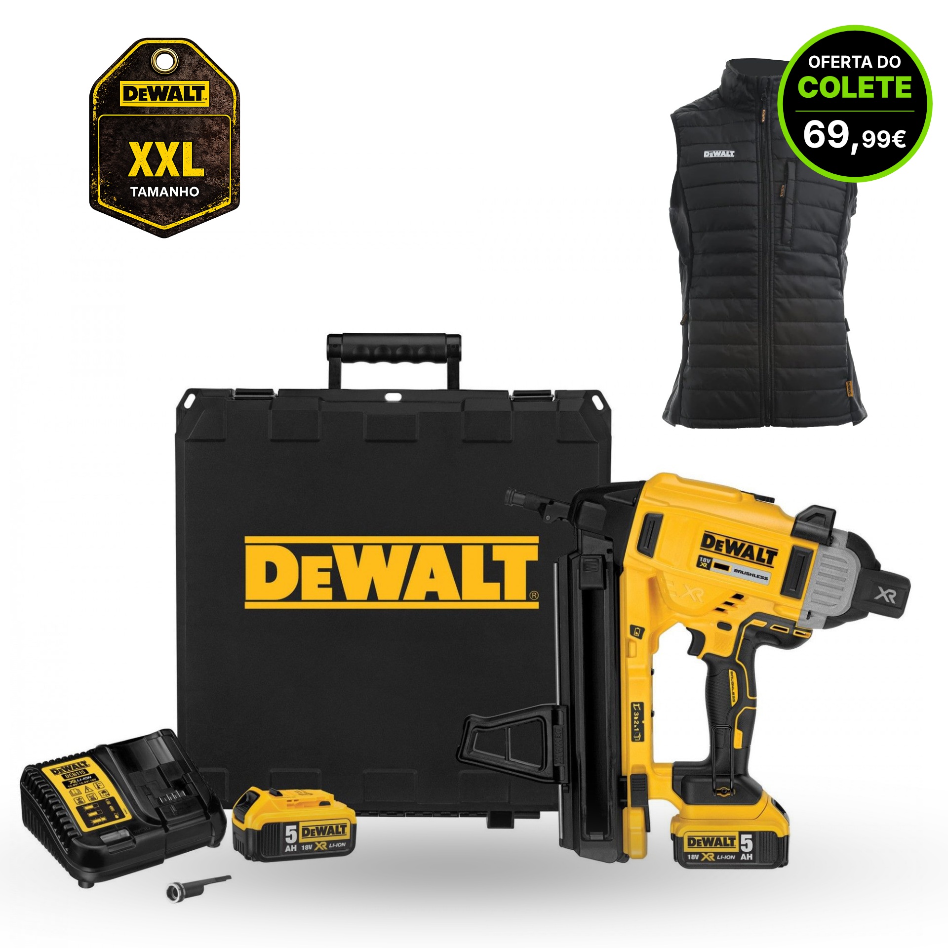 Pregadora 18V 2x5.0Ah Tstak c/oferta colete (tam XXL) refª DCN890P2-QW-XXL DeWalt