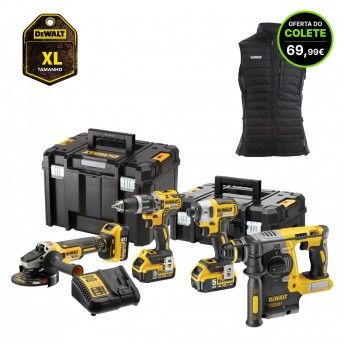 KIT Aparafusadoras DCD796 + DCF887 + Rebarbadora DCG405 + Martelo DCH273N c/3 baterias 5.0Ah e 2 mal KIT Aparafusadoras DCD796 + DCF887 + Rebarbadora DCG405 + Martelo DCH273N c/3 baterias 5.0Ah e 2 mal