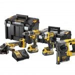 KIT Aparafusadoras DCD796 + DCF887 + Rebarbadora DCG405 + Martelo DCH273N c/3 baterias 5.0Ah e 2 mal KIT Aparafusadoras DCD796 + DCF887 + Rebarbadora DCG405 + Martelo DCH273N c/3 baterias 5.0Ah e 2 mal