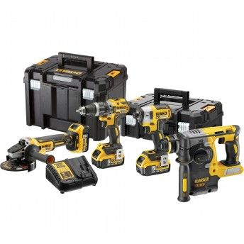 KIT Aparafusadoras DCD796 + DCF887 + Rebarbadora DCG405 + Martelo DCH273N c/3 baterias 5.0Ah e 2 mal KIT Aparafusadoras DCD796 + DCF887 + Rebarbadora DCG405 + Martelo DCH273N c/3 baterias 5.0Ah e 2 mal