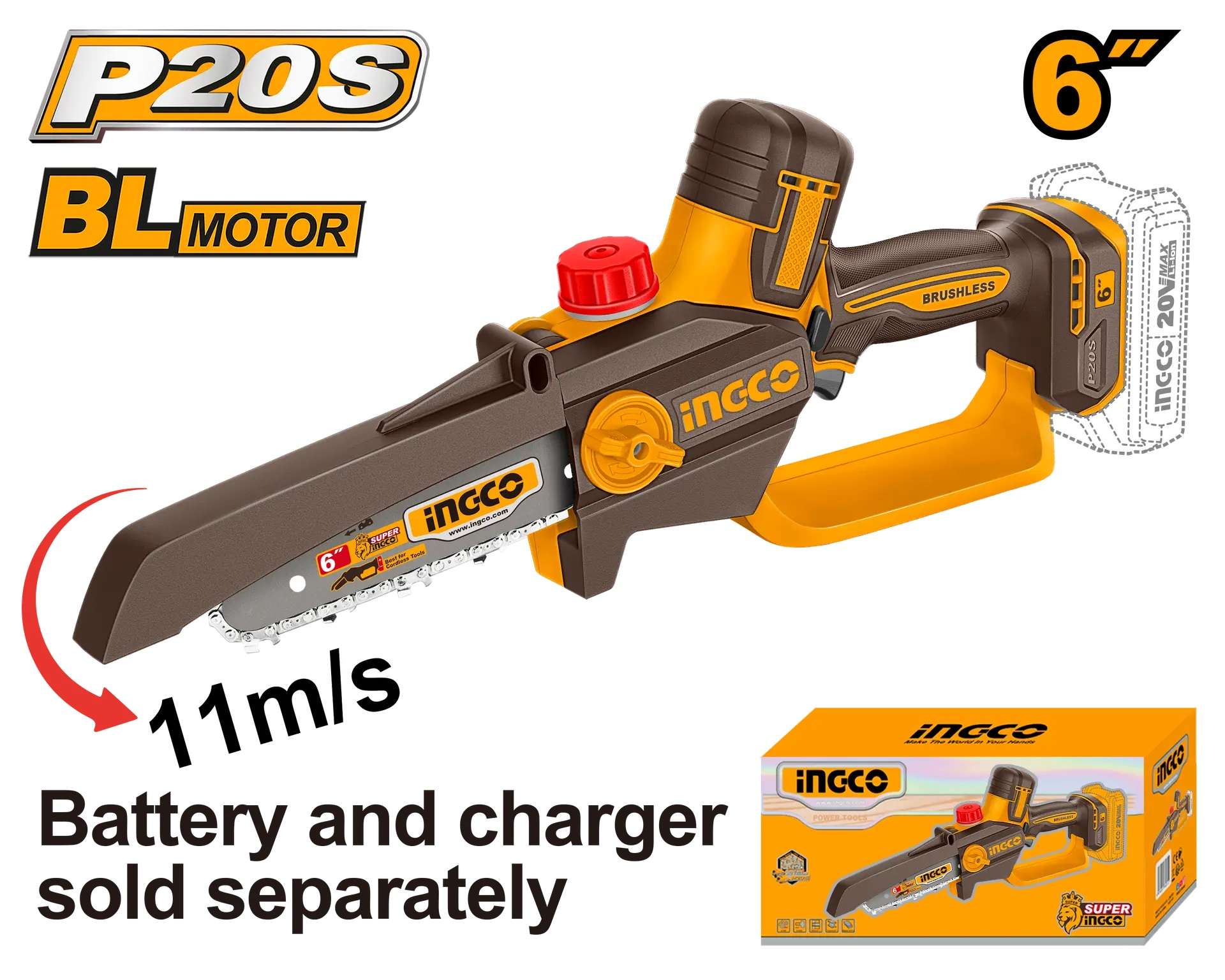 Mini Podadora 20V Brushless 15cm refª CGSLI2066 IngCo