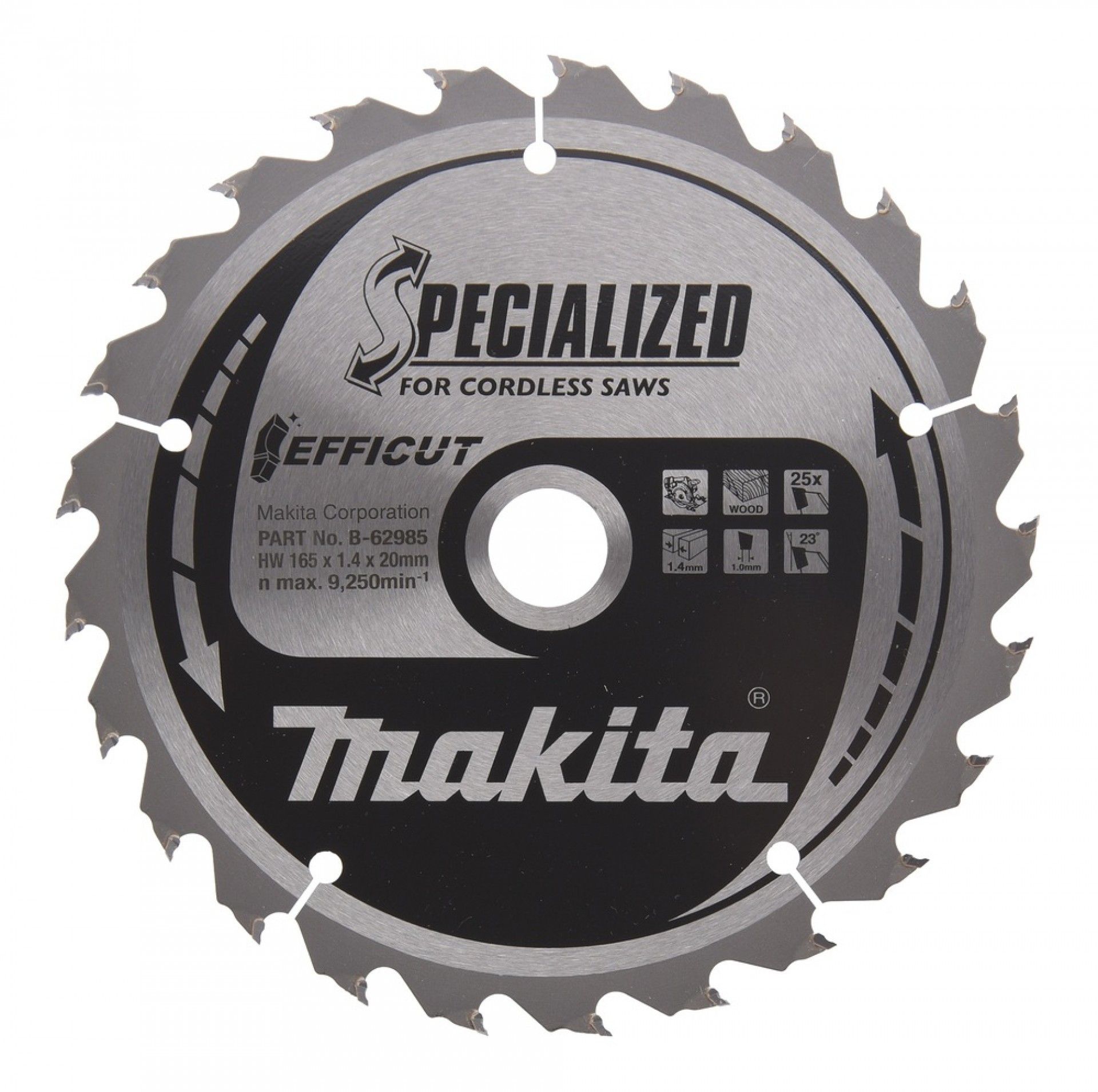 Disco Serra Circular Madeira 165x20mm 25T refª B-62985 Makita