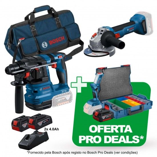Kit ferramentas a bateria Rebarbadora GWS 18V-8 + Martelo GBH 18V-22 Professional + Oferta ProDeals 