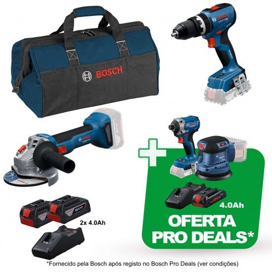 Aparafusadoras c/percuss�o GSB 18V-65 + GWS 18V-8 Professional + Oferta ProDeals ref� 0615A5008Z BOS