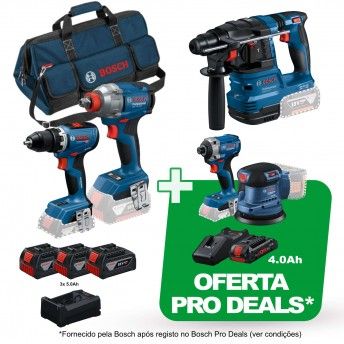 Kit Aparafusadora GSR 18V-65 + Chave impacto GDX 18V-285 + Martelo GBH 18V-22 Professional + Oferta Kit Aparafusadora GSR 18V-65 + Chave impacto GDX 18V-285 + Martelo GBH 18V-22 Professional + Oferta