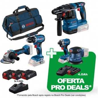 Kit ferramentas sem fio Aparafusadora GSR 18V-45 + Rebarbadora GWS 18V-8 + Martelo GBH 18V-22 Profes Kit ferramentas sem fio Aparafusadora GSR 18V-45 + Rebarbadora GWS 18V-8 + Martelo GBH 18V-22 Profes