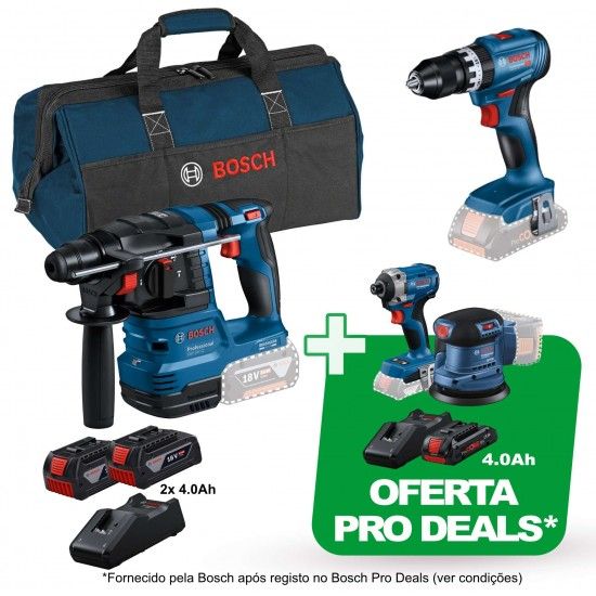 Kit de 2 ferramentas 18V: GSB 18V-45 + GBH 18V-22 + 2x4.0Ah + GAL 18V-40 (C) Professional + Oferta P