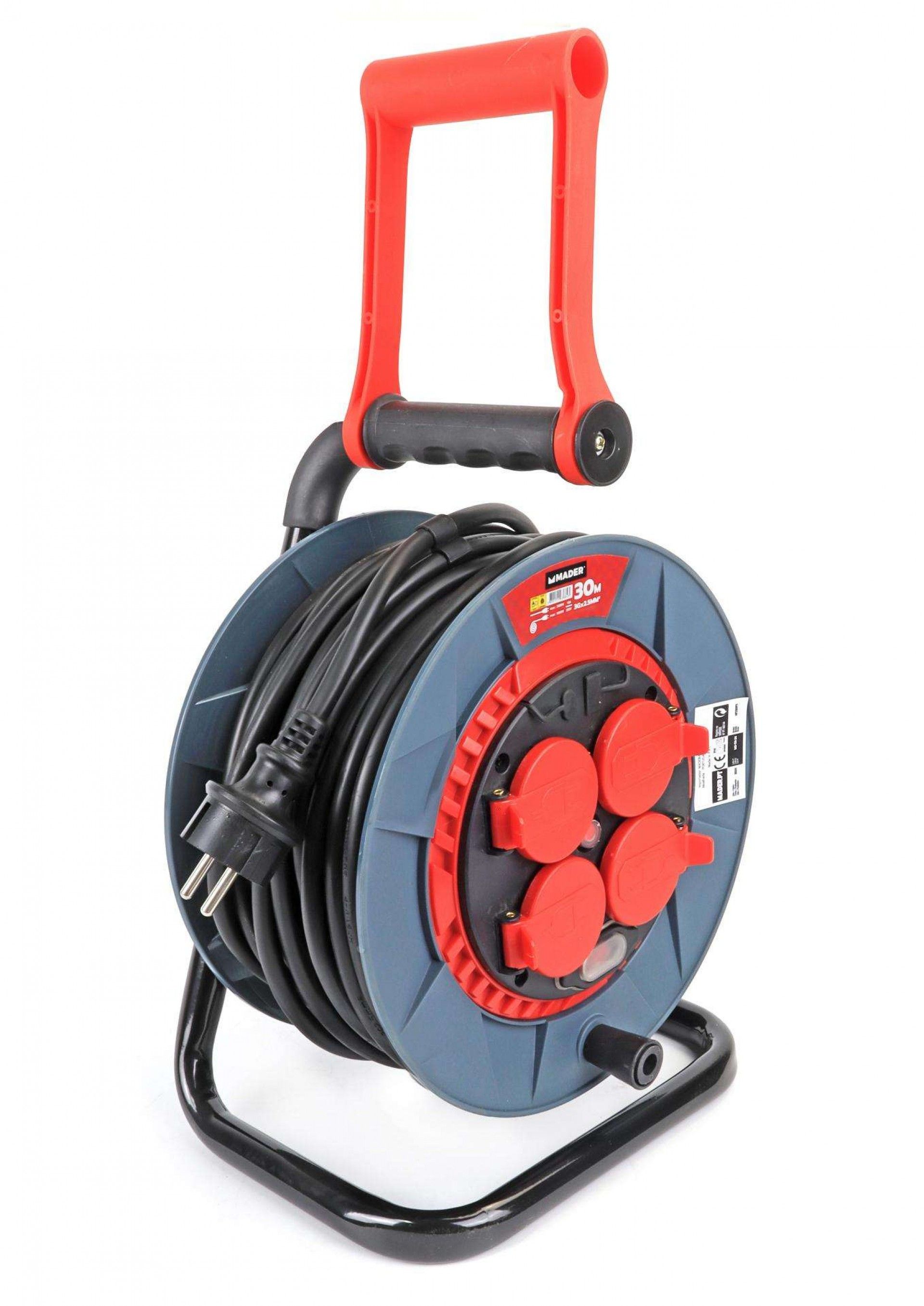 Extensão Elétrica, Enrolador Plástico, 30m, 3G2,5mm² refª 63884 MADER