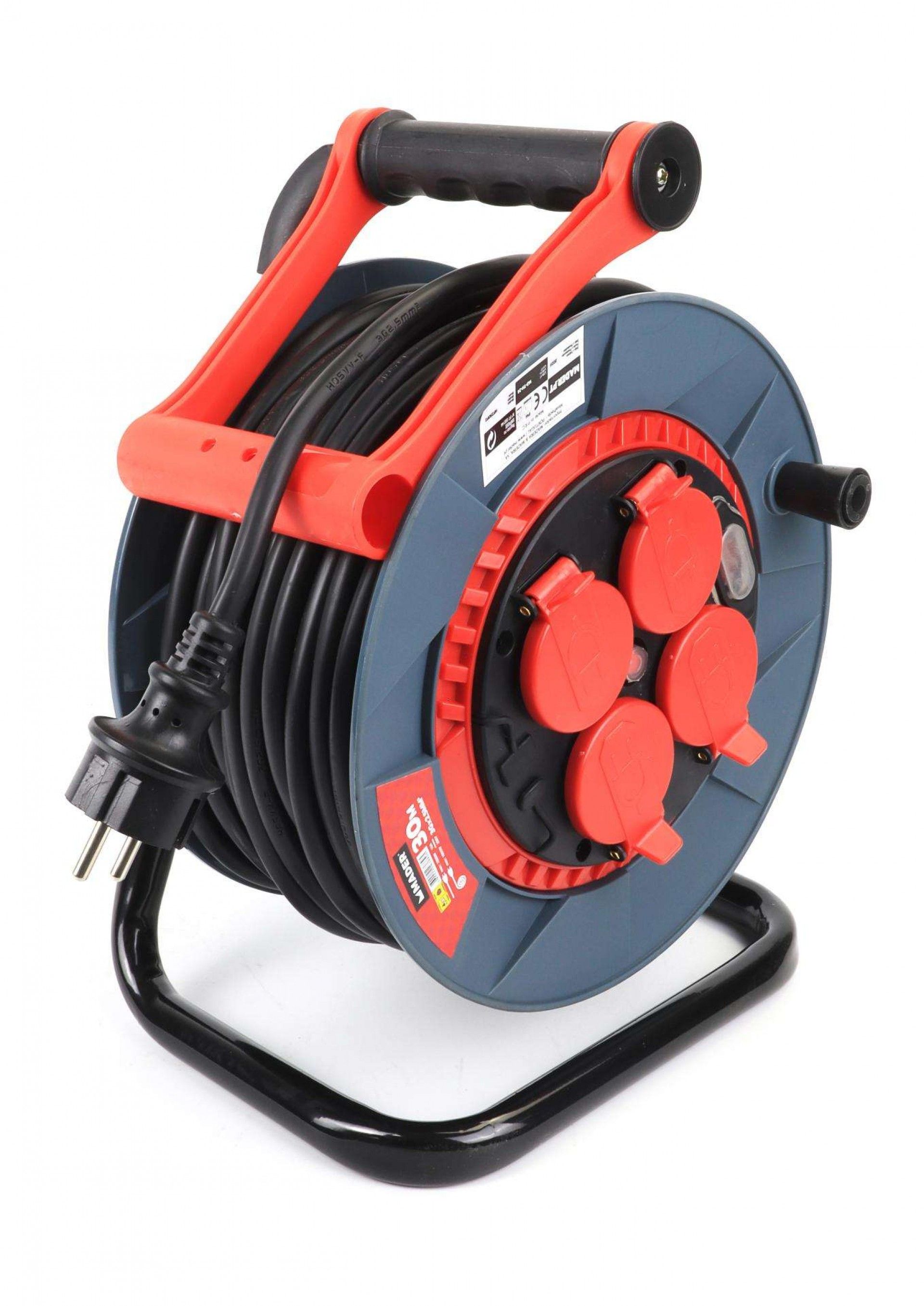 Extensão Elétrica, Enrolador Plástico, 30m, 3G2,5mm² refª 63884 MADER
