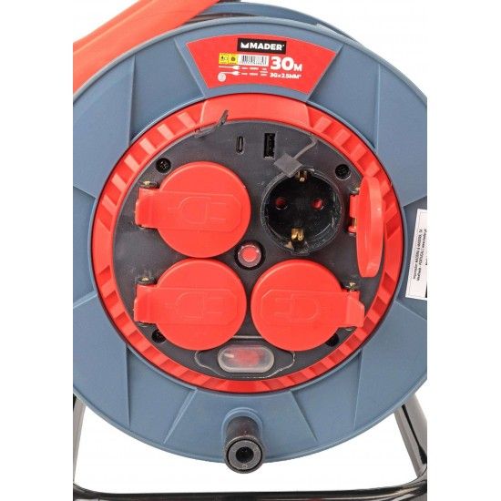 Extensão Elétrica, Enrolador Plástico, 30m, 3G2,5mm² refª 63884 MADER Extensão Elétrica, Enrolador Plástico, 30m, 3G2,5mm² refª 63884 MADER